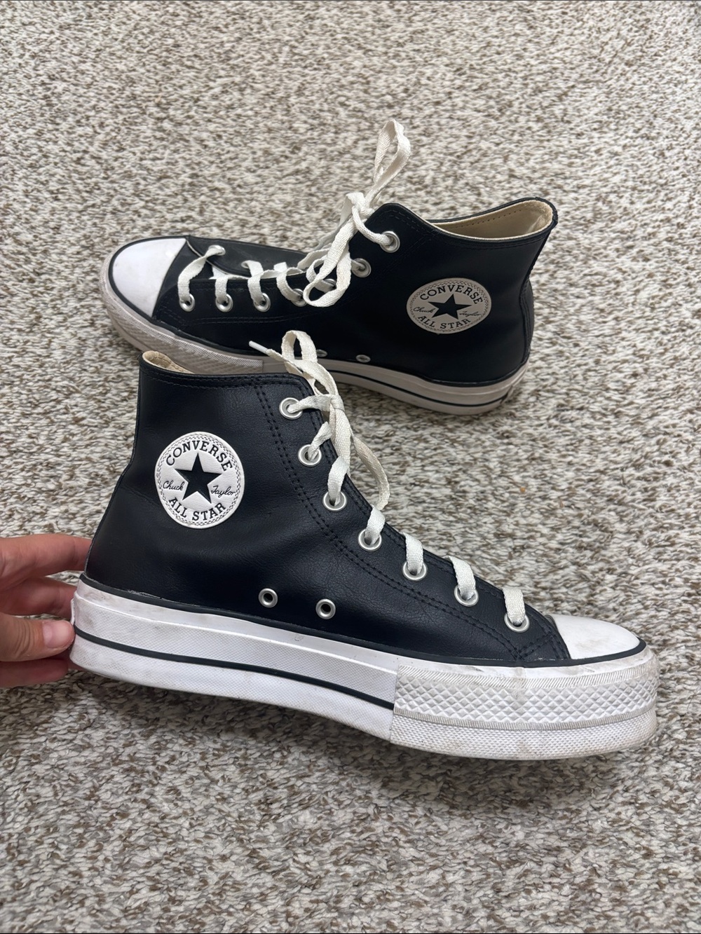 Converse Chuck Taylor All Star Leather Platform high-top sneakers 9.5